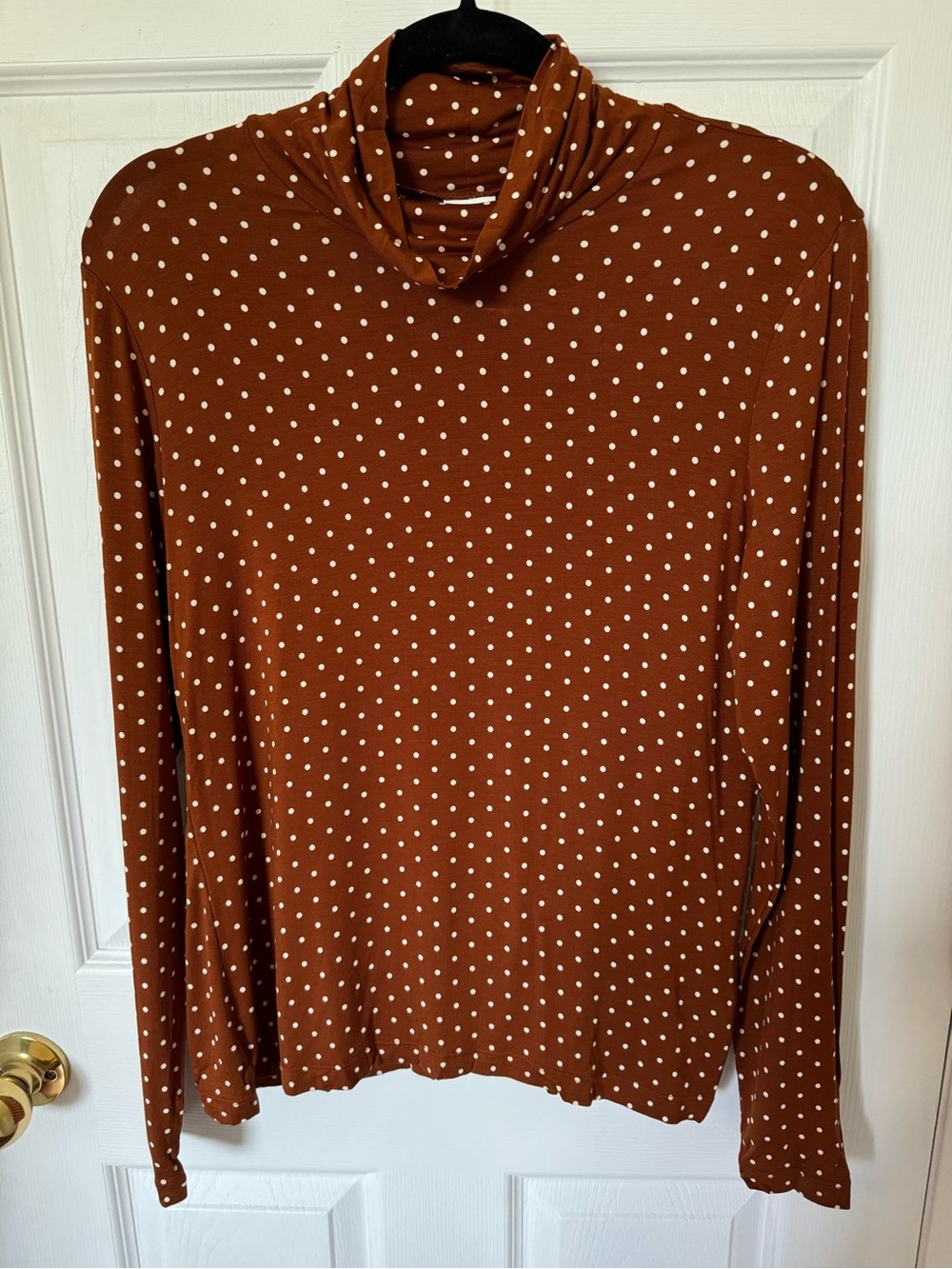 Size L, H&M Burnt Orange Polka Dot Long Sleeve Turtleneck Top